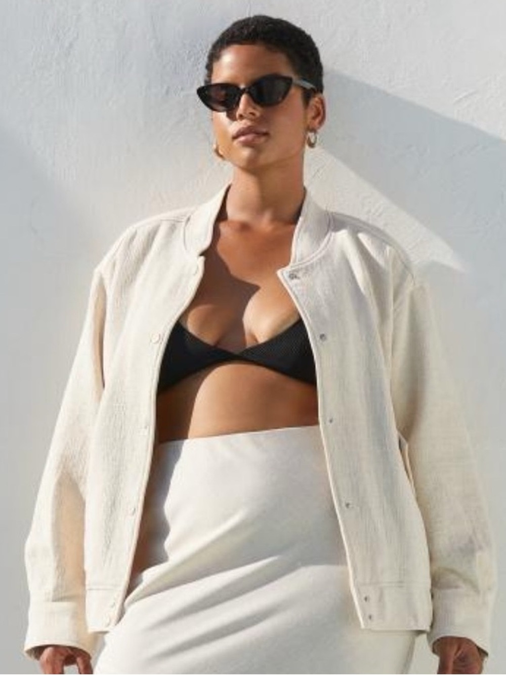 H&M Cream Lightweight Button-Front Jacket